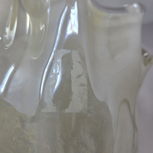 Italian Hand Blown Murano Cream & Clear 11x8 Vintage Beautiful Glass Vase Bowl - Picture 8 of 8